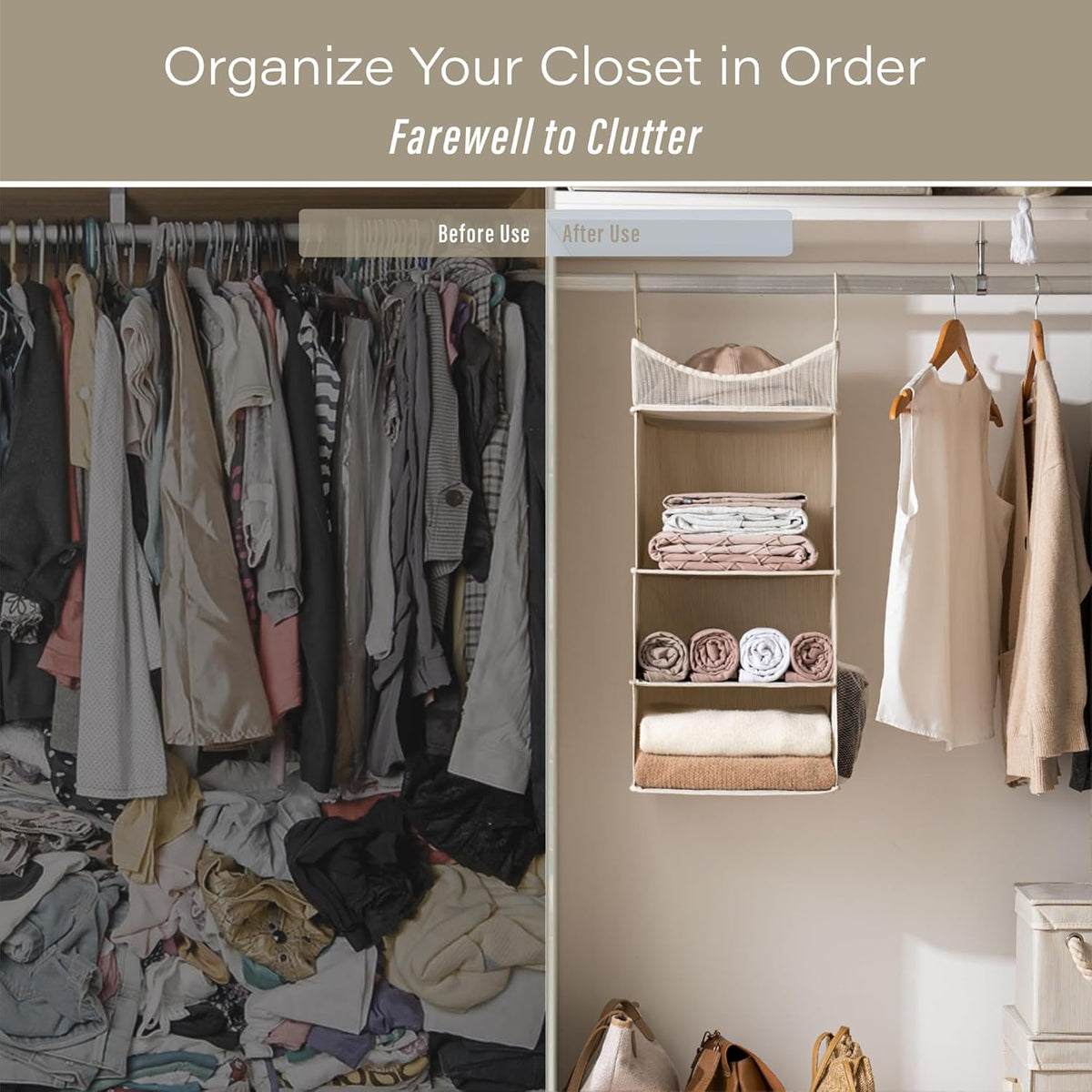 StorageWorks 3-Shelf Hanging Closet Organizer, Adjustable Hanging Closet Organizers and Storage, 12