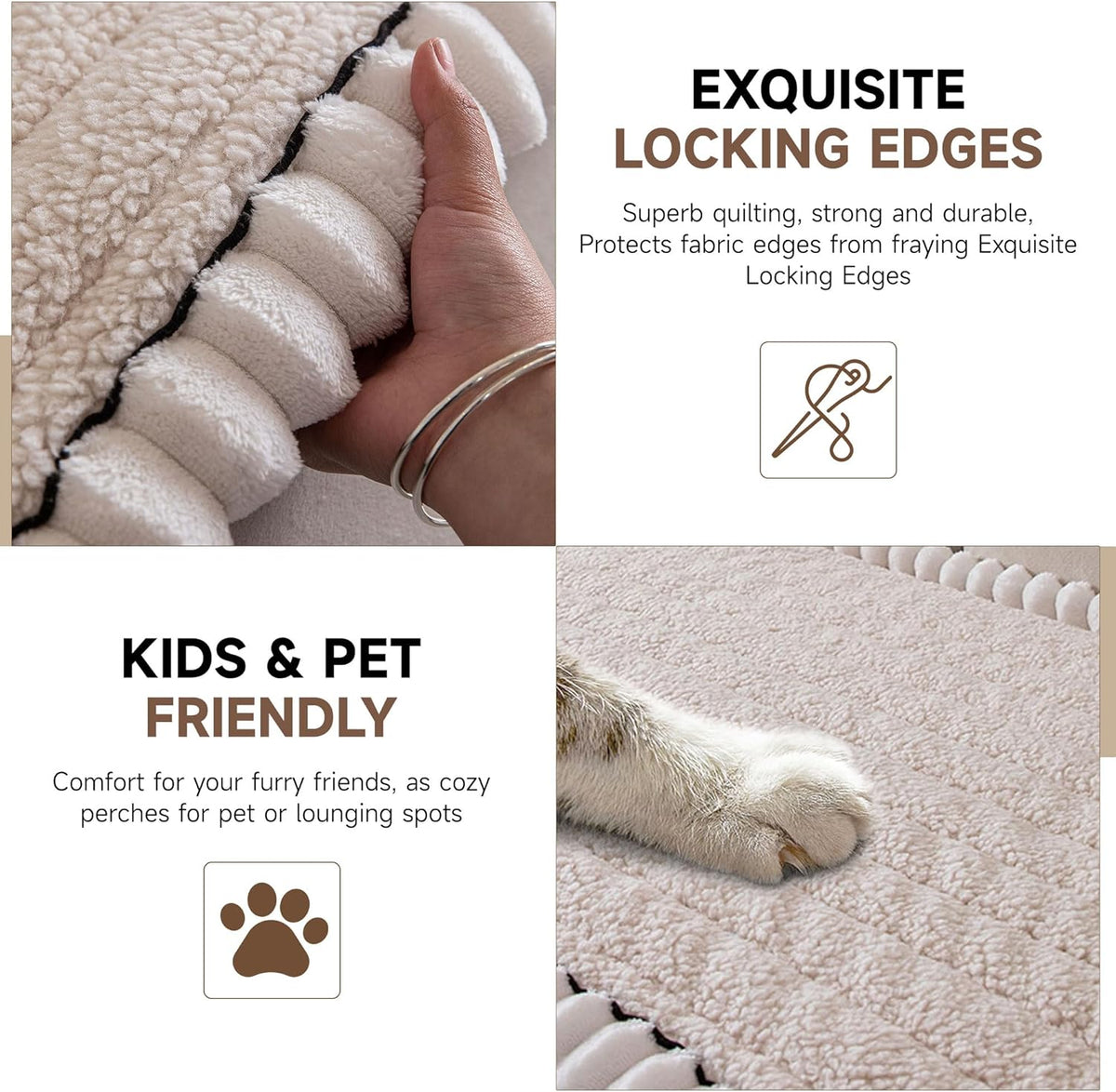 OTOB Sofa Covers for 3 Cushion Couch Washable, All Seasons Fuzzy Non Slip Kids & Pet Friendly Dog