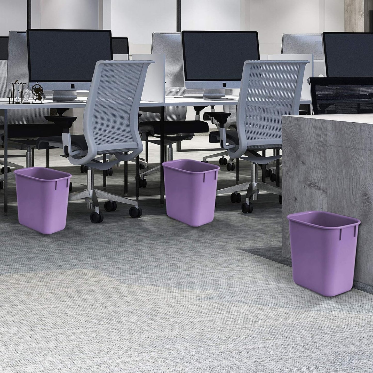 Acrimet Wastebasket, Deskside Bin, 3.25 Gallon/13 Quart/ 12 Liter (Plastic) (Purple Color) (Set of