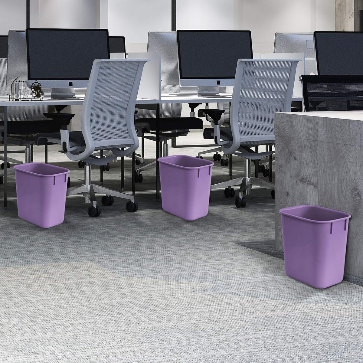 Acrimet Wastebasket, Deskside Bin, 3.25 Gallon/13 Quart/ 12 Liter (Plastic) (Purple Color) (Set of