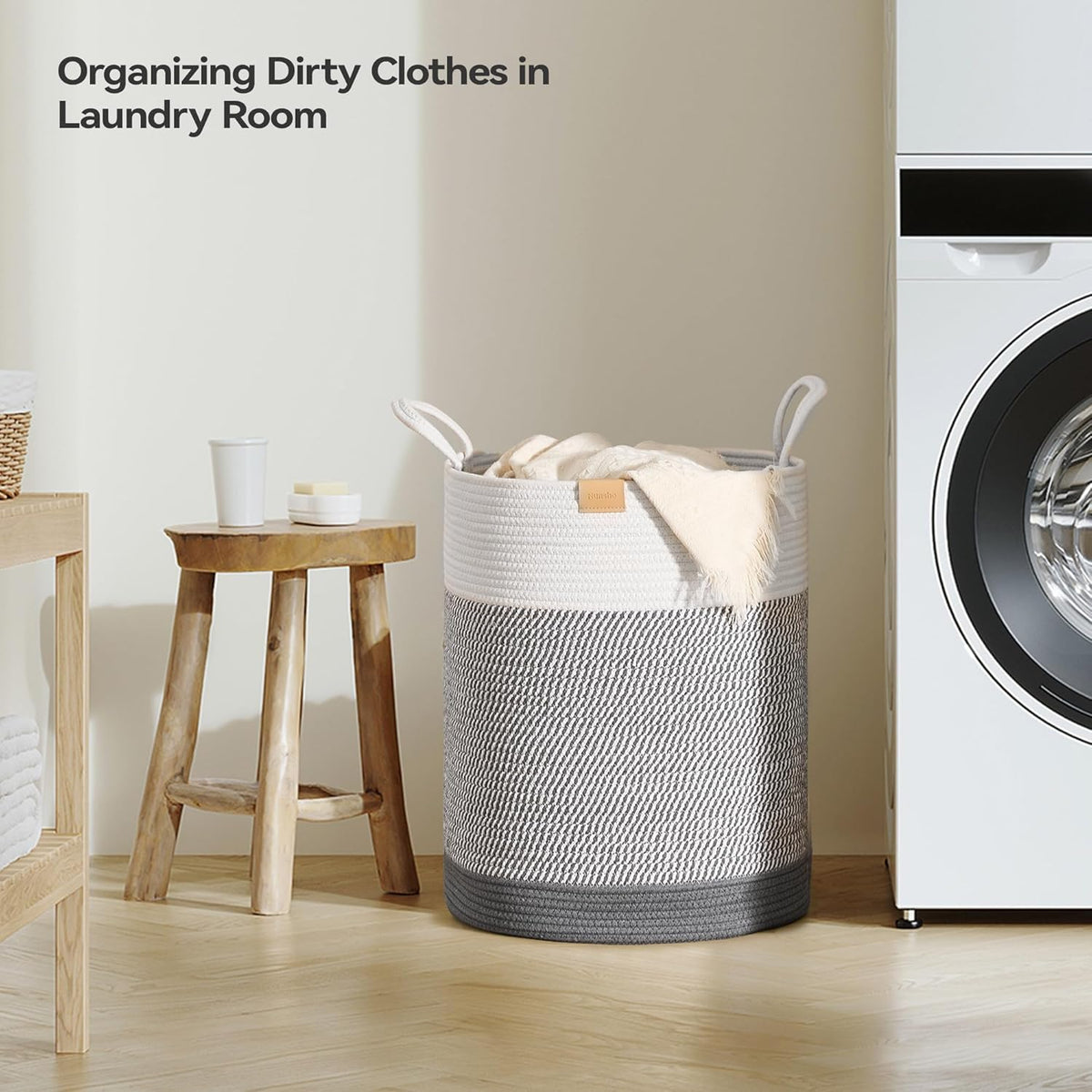 Laundry Hamper 62L,Large Laundry Basket for Clothes,Decorative Storage Basket for Blankets,Cotton