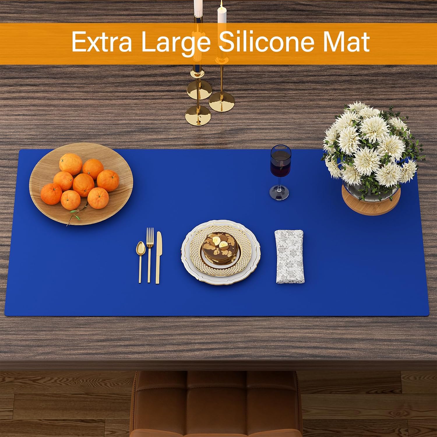 Quality Silicone Table Mat 47x24 Inch - High Heat Resistant (Lab Tested 482°F), Non-Slip