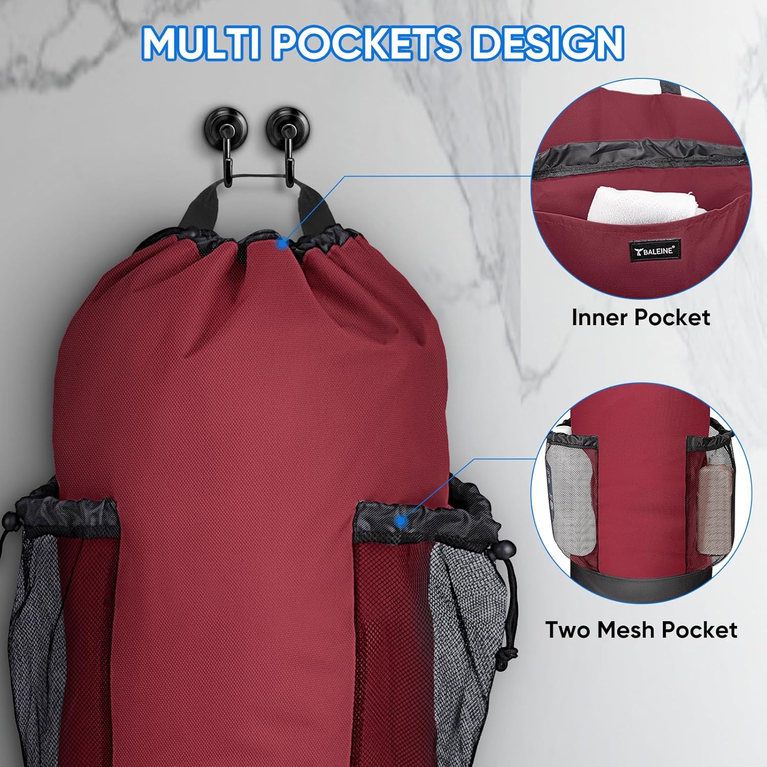BALEINE 120L Laundry Bag Backpack, 900D Oxford Fabric Large Travel Laundry Bags with Shoulder