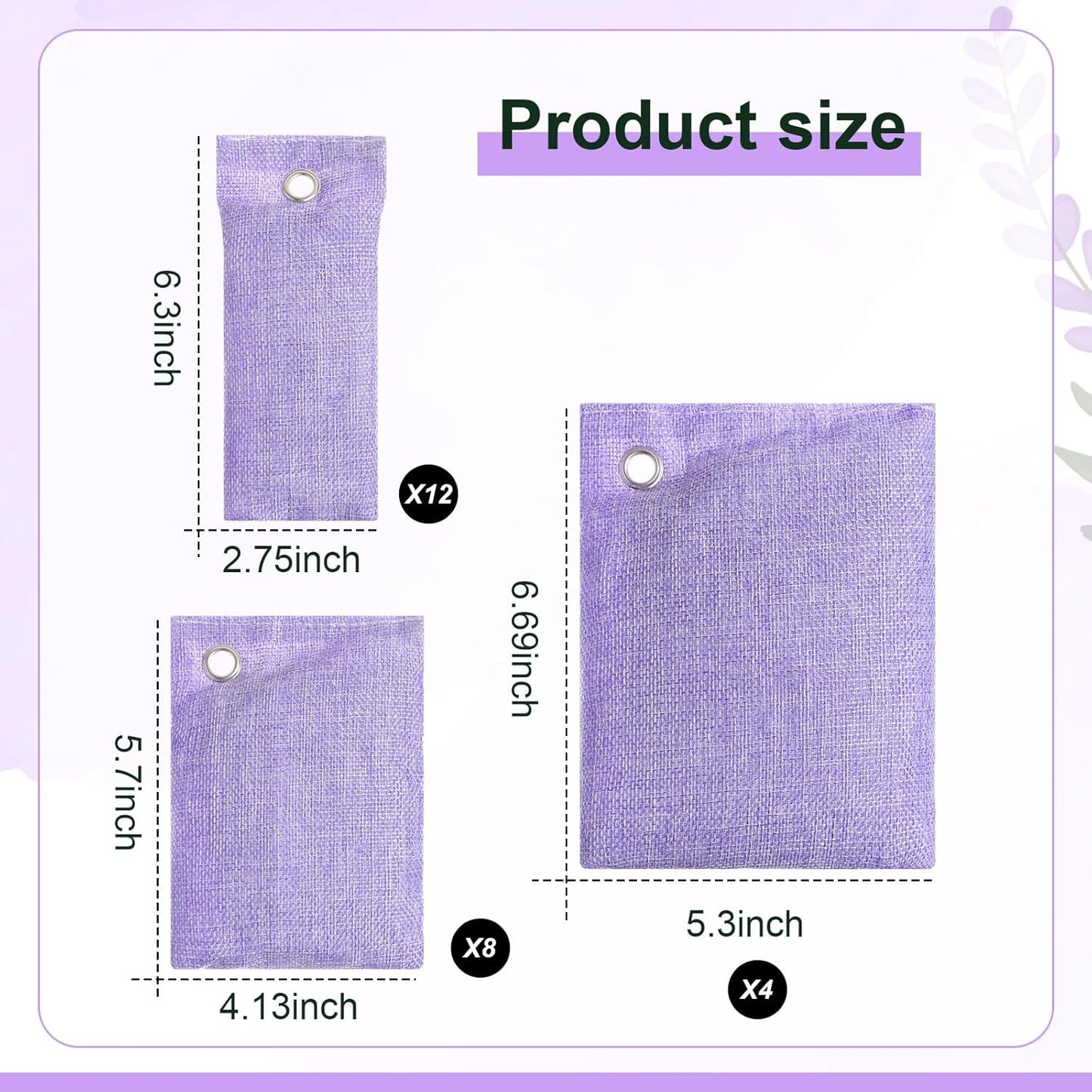 Nuanchu 24 Pcs Activated Charcoal Odor Absorber 50g/100g/200g, Air Purifying Bamboo Charcoal Bags
