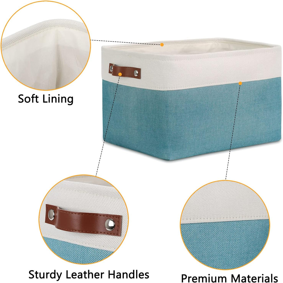 DULLEMELO Storage Baskets for Shelves, Fabric Collapsible Rectangular Storage Bins for Shelves