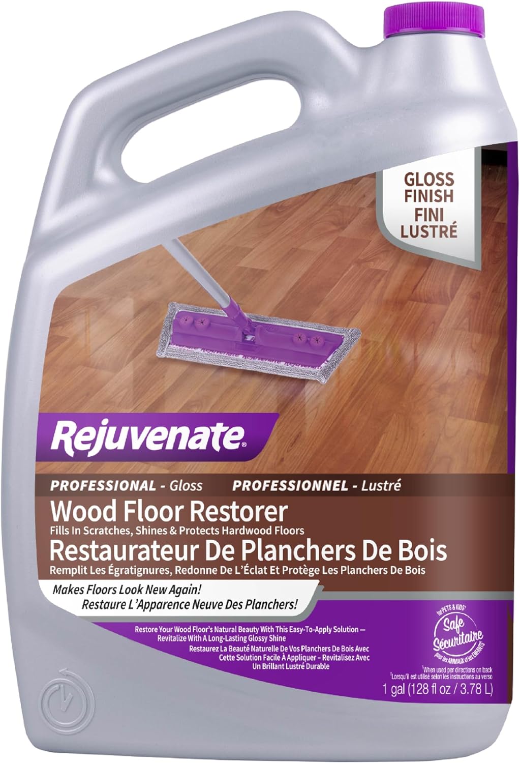 Rejuvenate Professional Wood Floor Restorer Fills Scratches, Shines And Protects Wood Flooring For