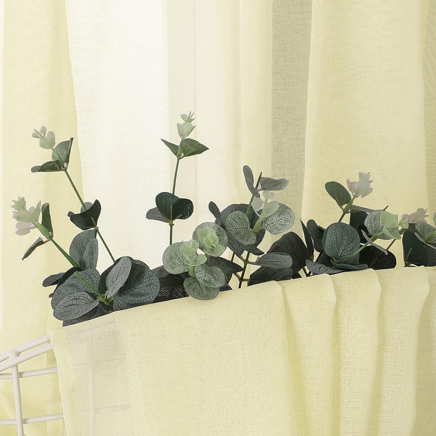 Tollpiz Sheer Curtains Linen Textured Bedroom Curtain Sheers Light Filtering Rod Pocket Voile