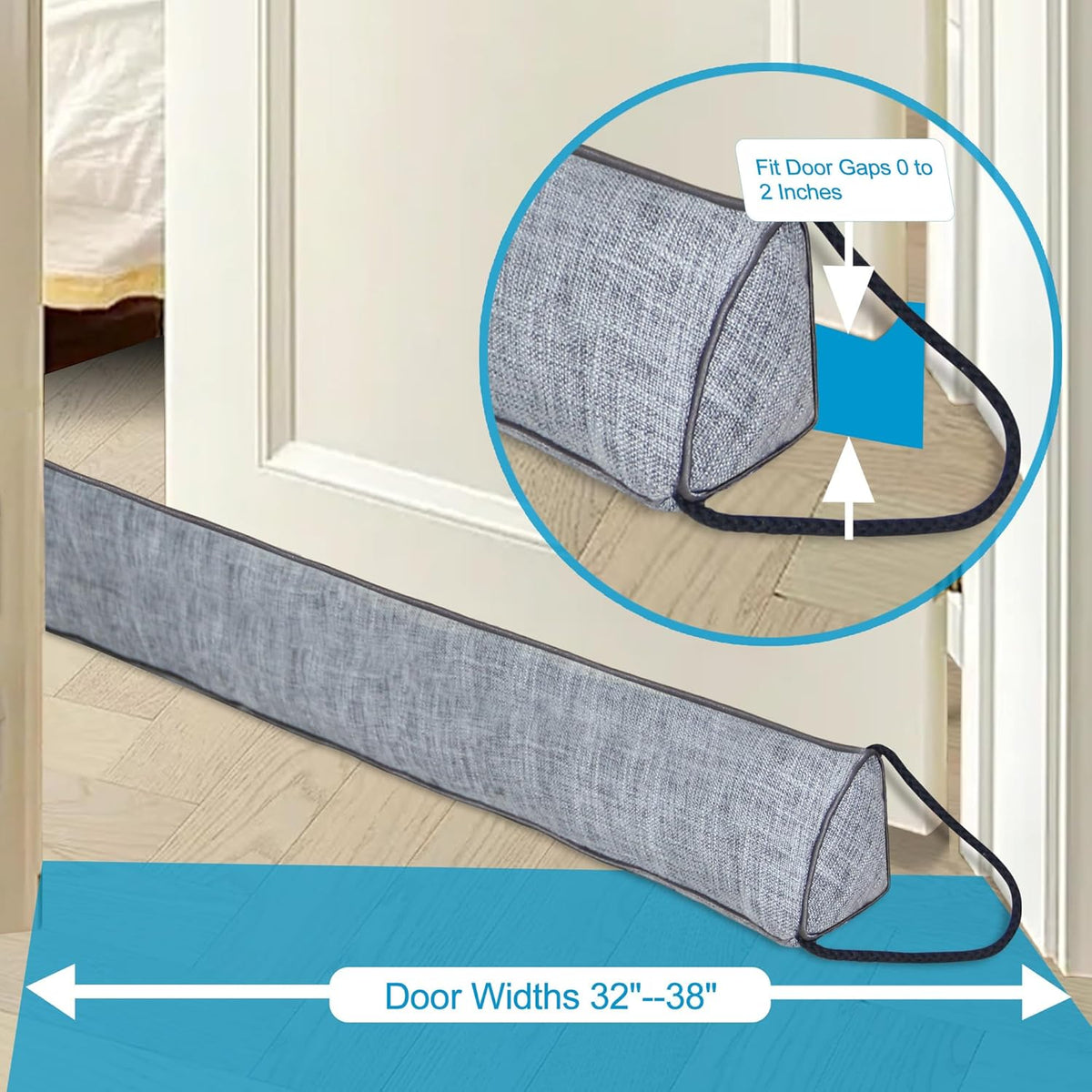 QUOLIX Triangle Under-Door Draft Stopper, 32" Noise Blocker, Weighted Weather Stripping, Gray