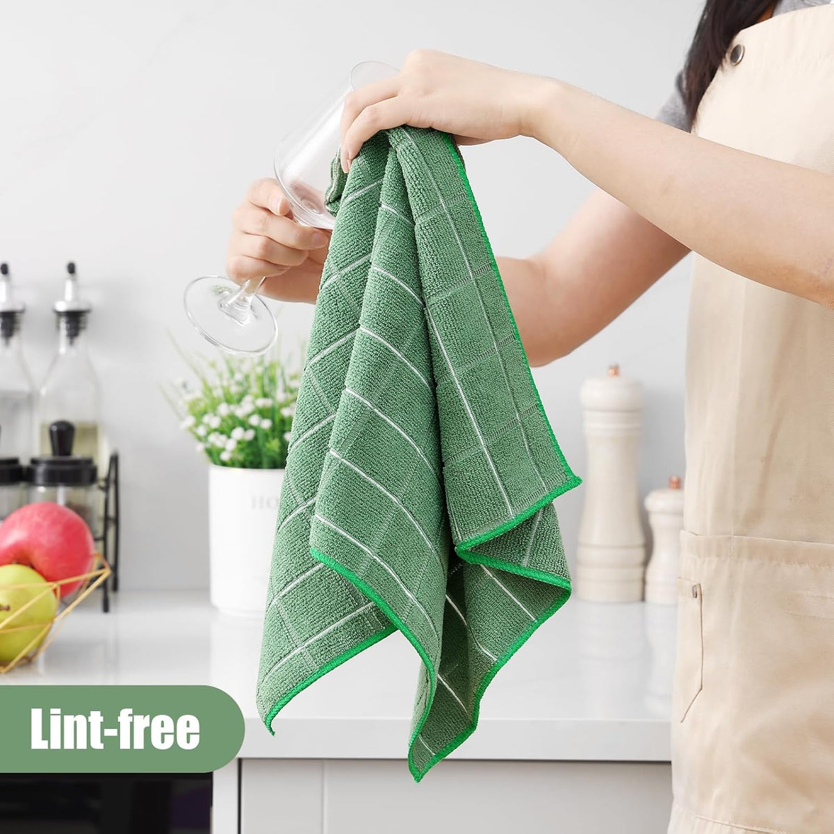 Homaxy Microfiber Kitchen Towels and Dishcloths Set, 12 Pack Soft and Absorbent Dish Hand Towels