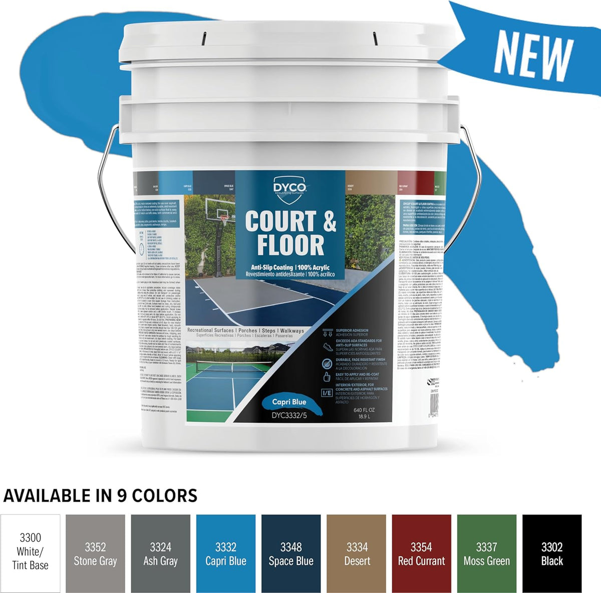 DYCO Court & Floor Anti-Slip Coating - Slip-Resistant Pavement, Cement & Concrete Paint for