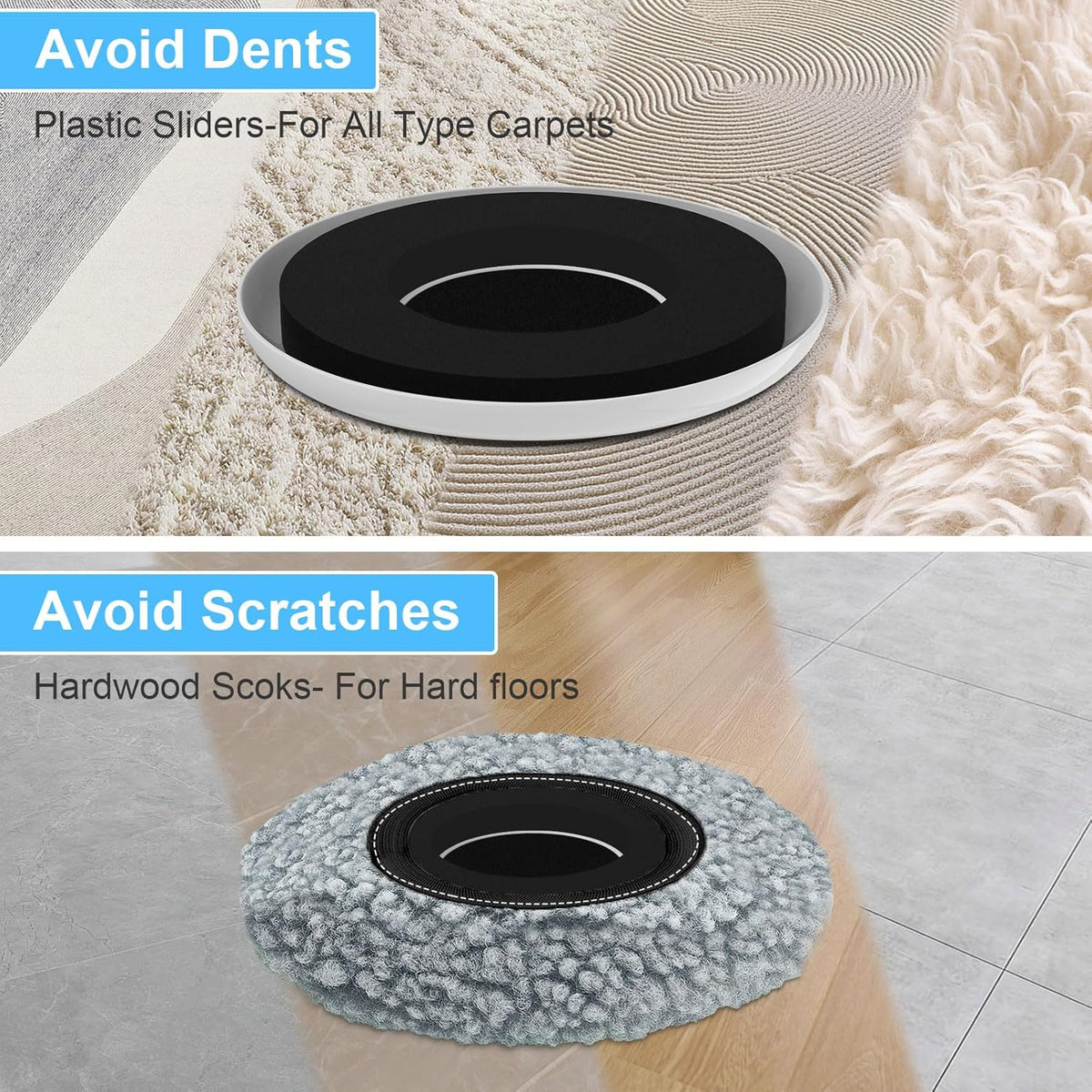New Upgrade Furniture Sliders, Multi-Surface 3-in-1 Furniture Movers Sliders, Round Moving Pads