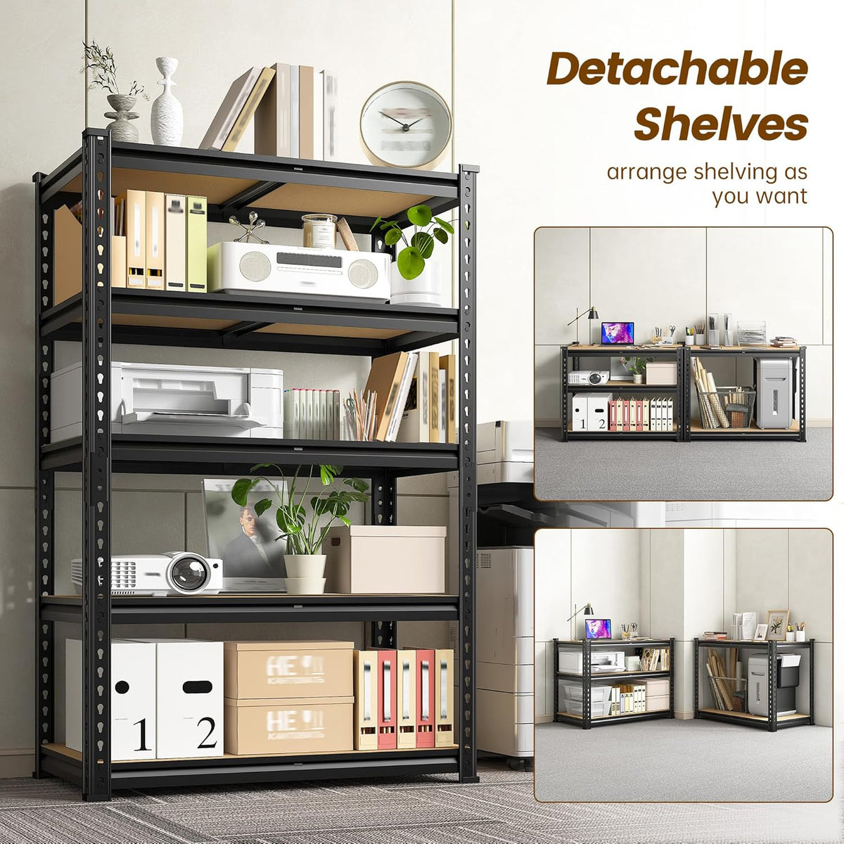 1980LBS Storage Shelves, 5-Tier Adjustable Pantry Shelves, Metal Shelving Unit for Kitchen, Pantry