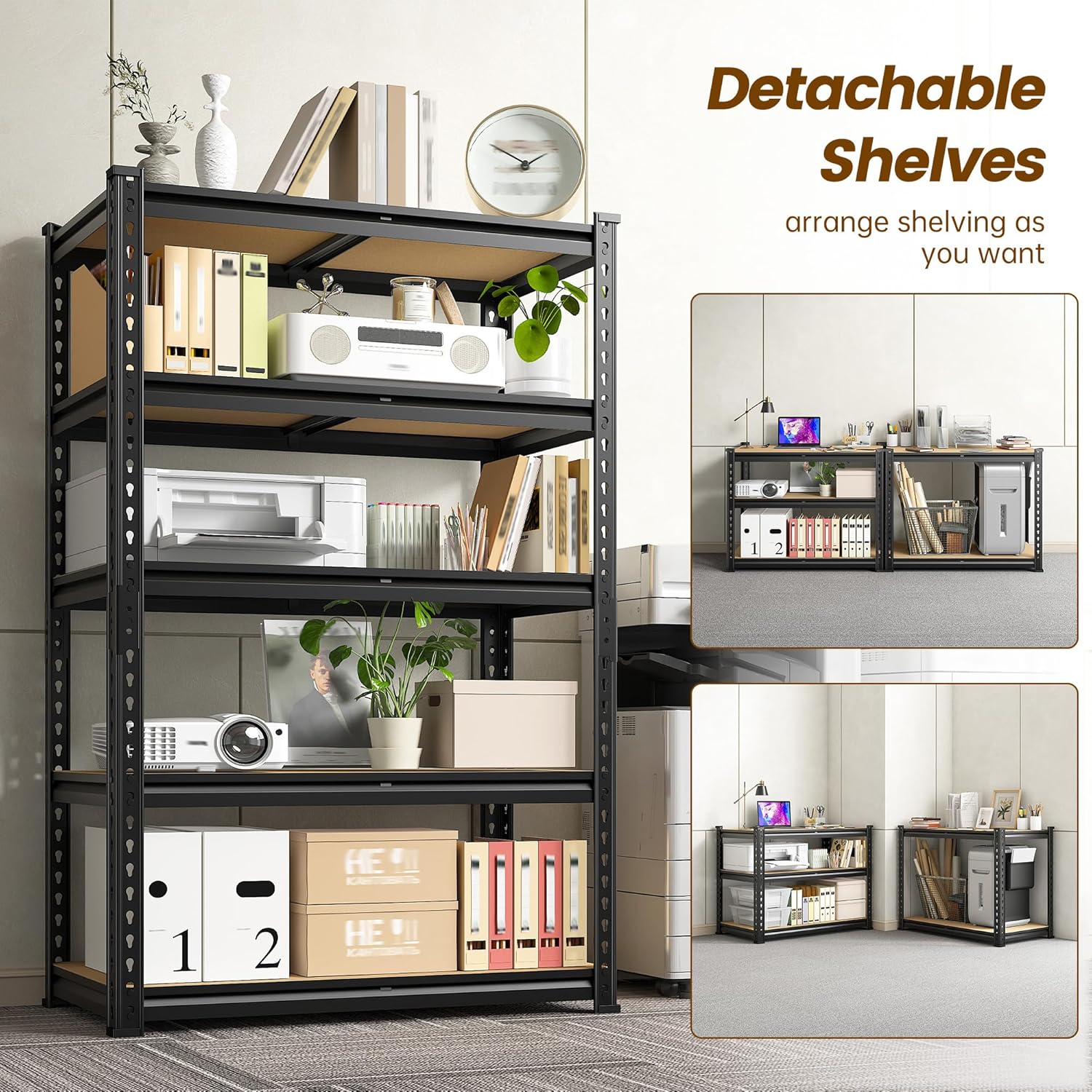 1980LBS Storage Shelves, 5-Tier Adjustable Pantry Shelves, Metal Shelving Unit for Kitchen, Pantry