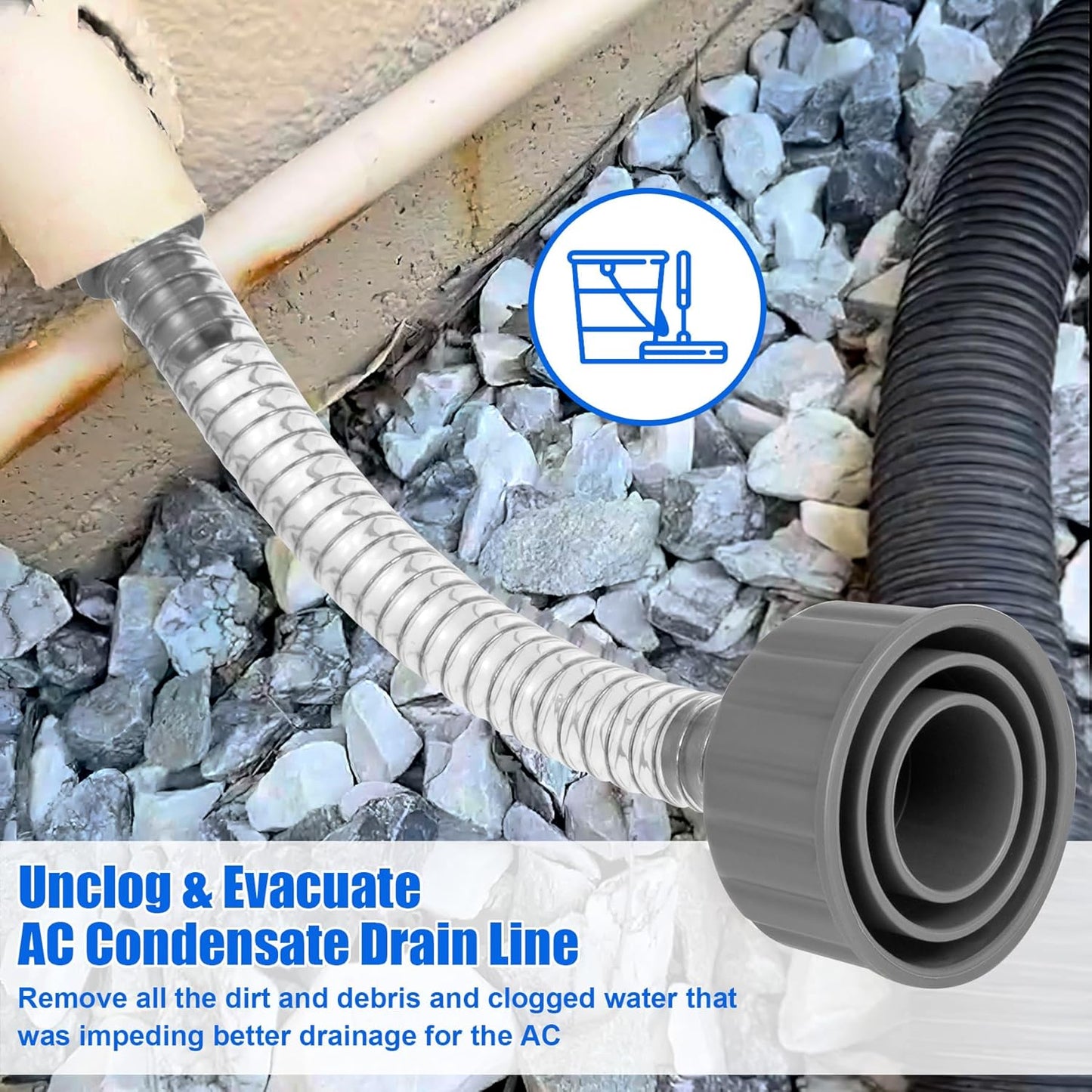 Wet Vac Attachment A/C Drain Lines Cleaner Tool, AC Drain Line Vacuum Adapter to Unclog and