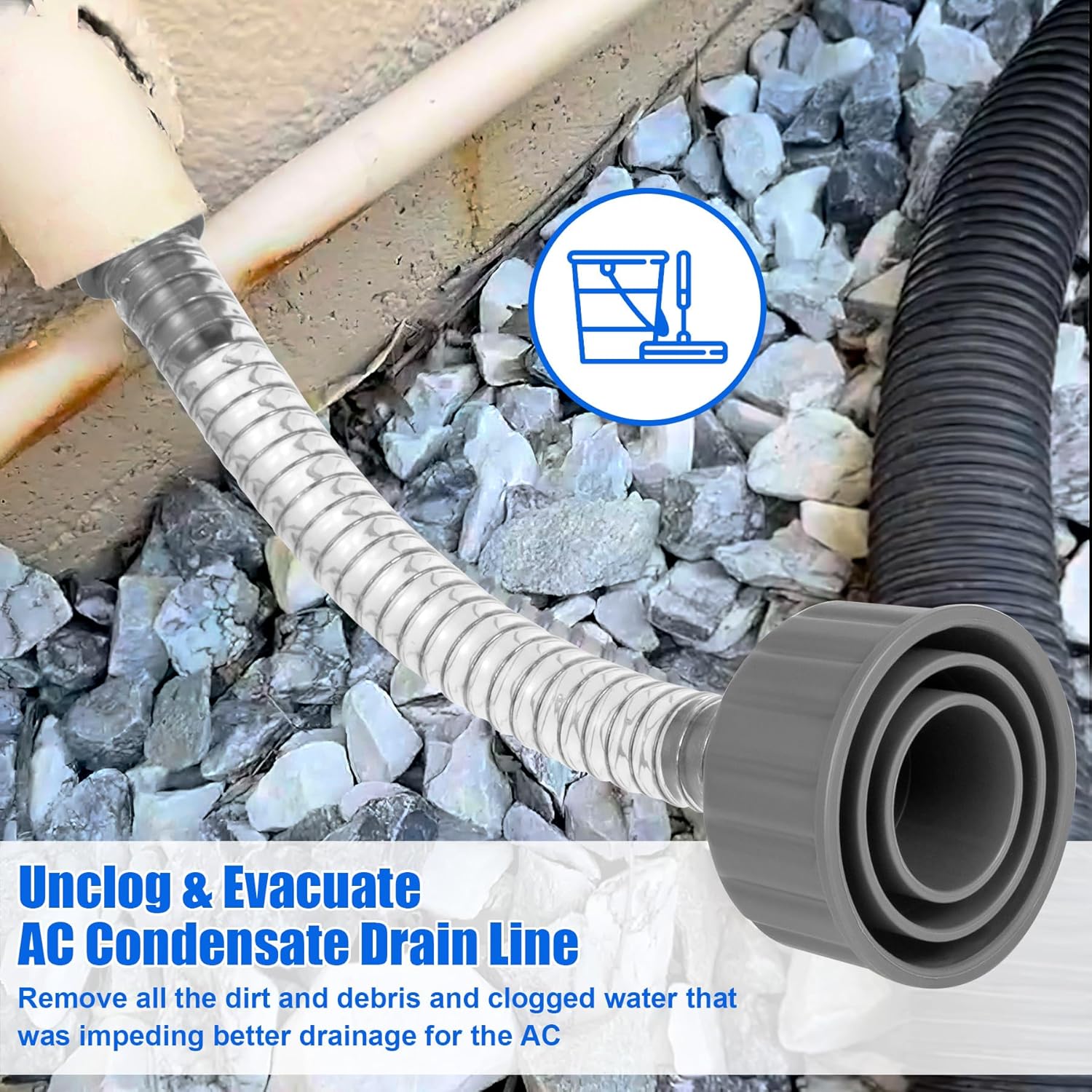 Wet Vac Attachment A/C Drain Lines Cleaner Tool, AC Drain Line Vacuum Adapter to Unclog and