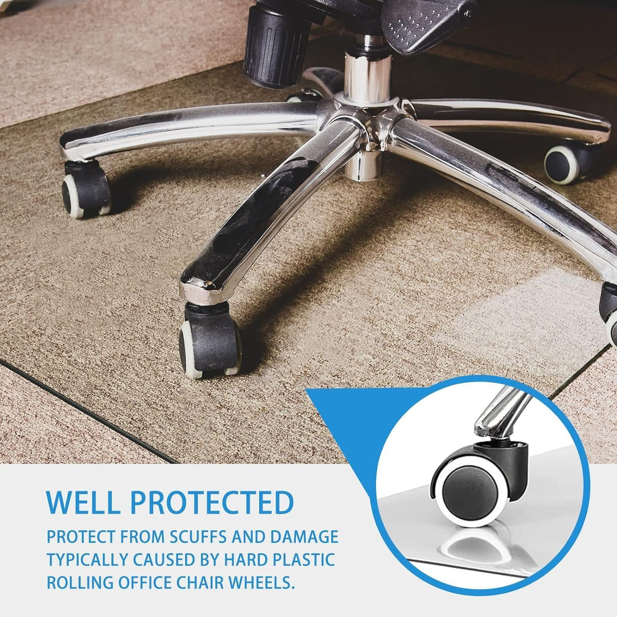 GLSLAND 46" x 55" Tempered Glass Chair Mat Heavy-Duty Floor Protector for Carpet & Hard Floors