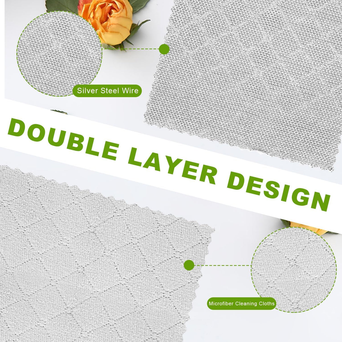 12 Pcs Multipurpose Wire Dishwashing Rag, Upgraded Double-Layer Non-Scratch Wire Dish Cleaning