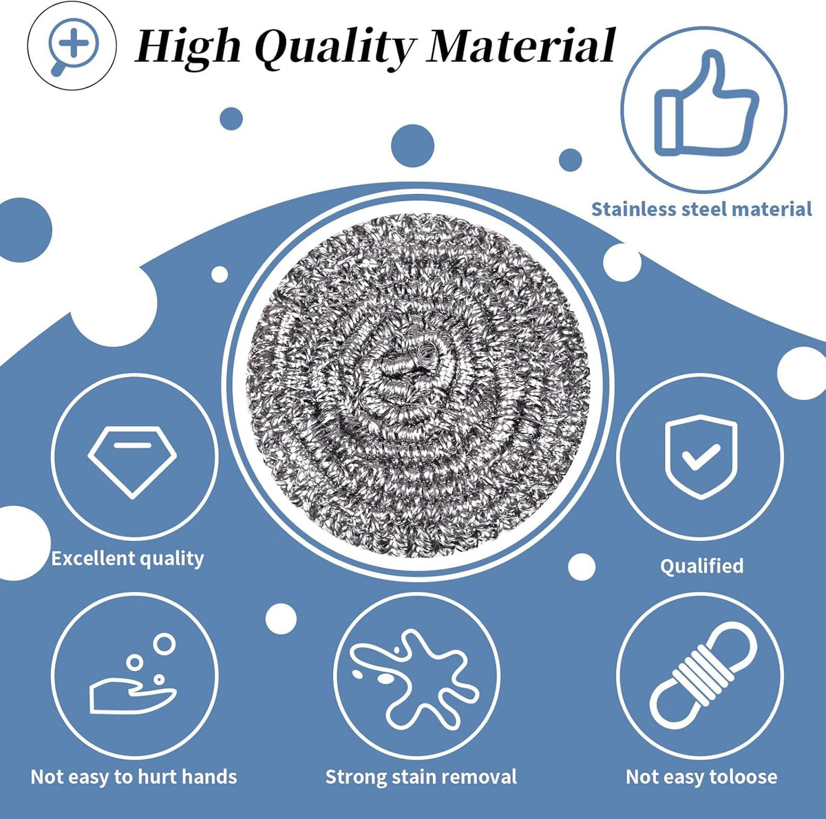 Stainless Steel Scrubber Scrubbing Scouring Pad Sponges Clean Pot Pan and Steel Wool for Kitchen