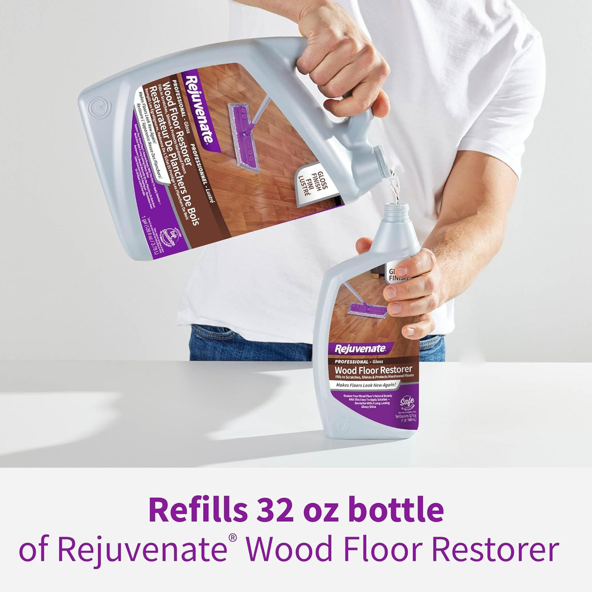 Rejuvenate Professional Wood Floor Restorer Fills Scratches, Shines And Protects Wood Flooring For