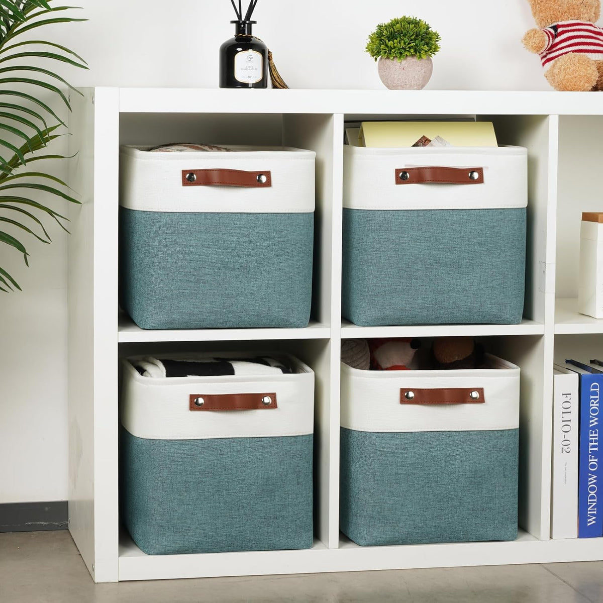 DULLEMELO 11x11 Cube Storage Bins for Organizer, Foldable Cube Storage Bins for Organizing Home
