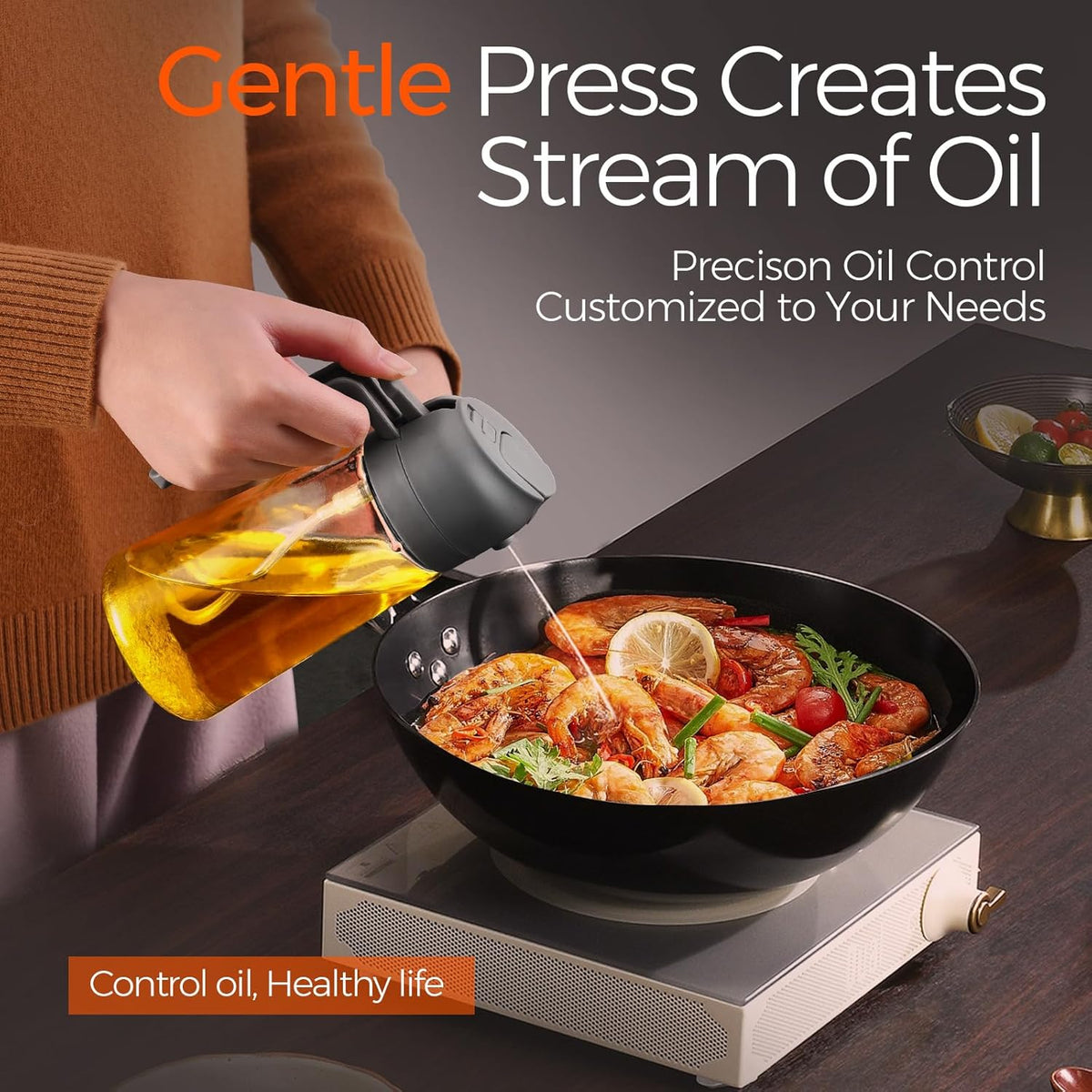 YARRAMATE 16oz/470ml Oil Sprayer for Cooking with Stickers, Food-grade Premium 2 in 1 Olive Oil
