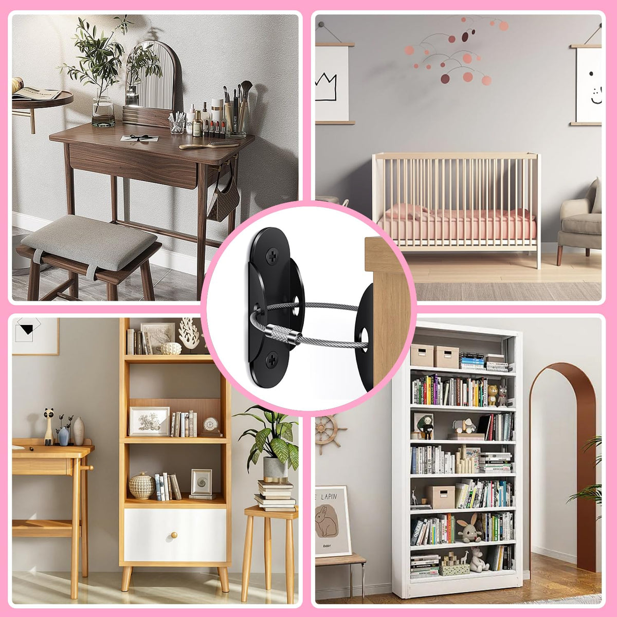 Anti Tip Furniture Anchors (6 Packs) Furniture Anchors for Baby Proofing, Earthquake Straps for