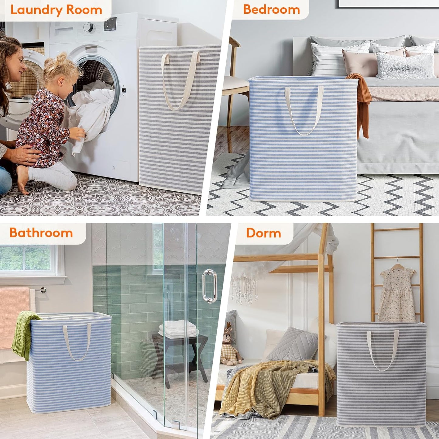 Lifewit 2 Pack Laundry Hamper Large Collapsible Laundry Basket, Freestanding Waterproof Cloth