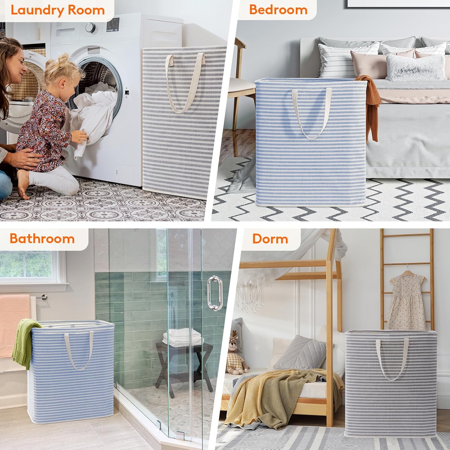 Lifewit 2 Pack Laundry Hamper Large Collapsible Laundry Basket, Freestanding Waterproof Cloth