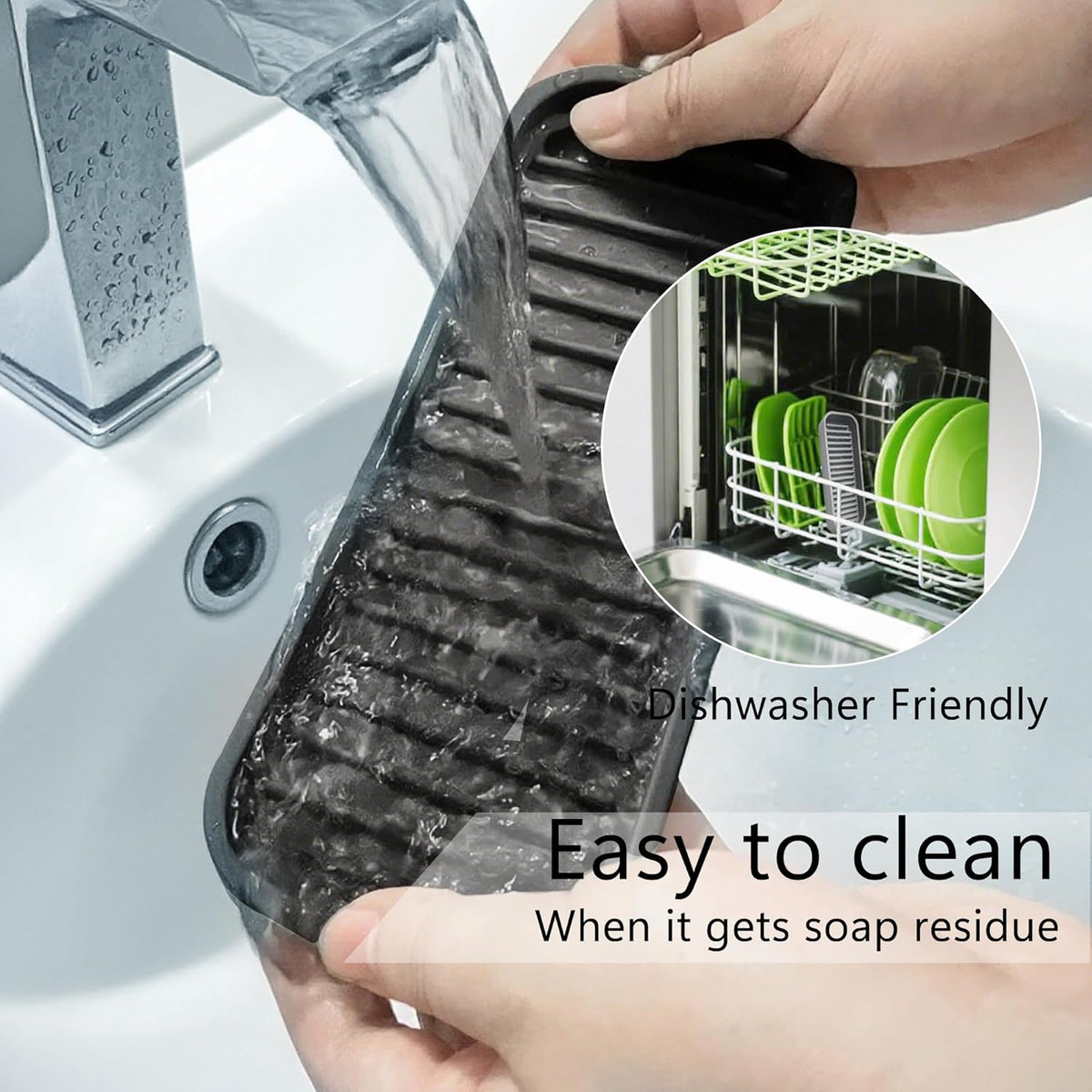 Silicone Sponge Holder Kitchen Sink Organizer Tray Dish Caddy Soap Dispenser, Scrubber Spoon