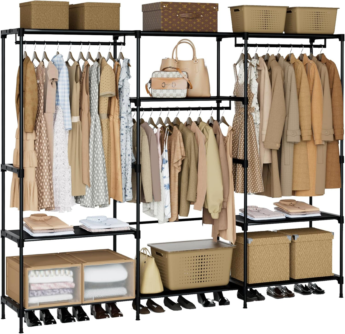 Clothes Rack, Portable Closet, 81.1 Inch Large Capacity Wardrobe Closet, Clothes Storage Organizer