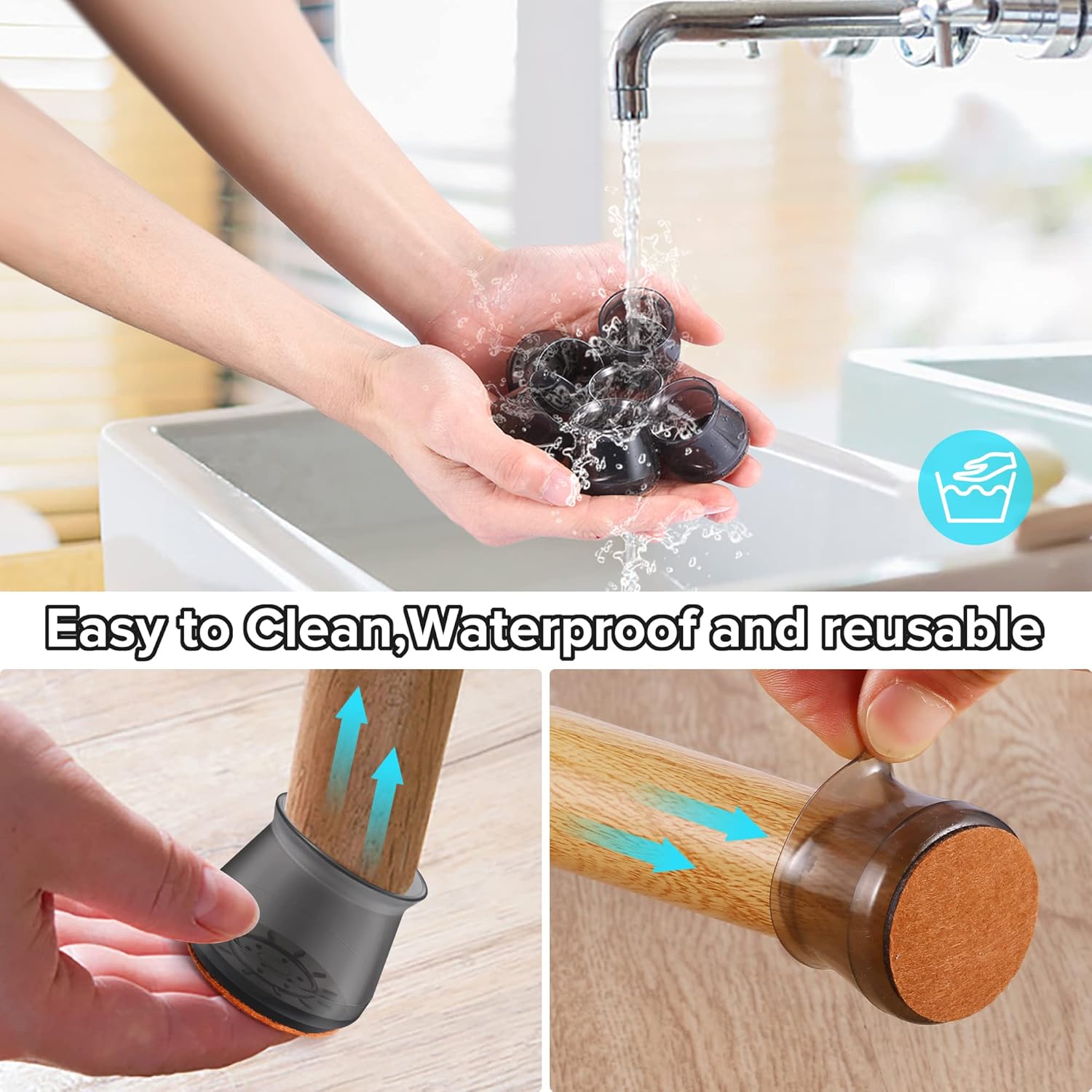 24PCS Upgraded Silicone Chair Leg Floor Protectors for Hardwood Floors, Furniture Sliders for Chair