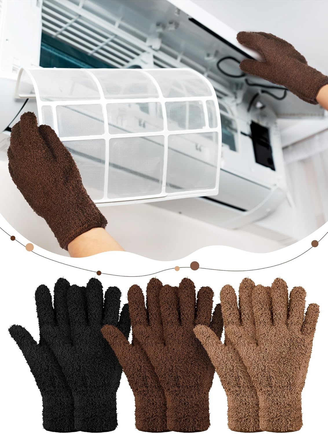 Patelai 3 Pairs Microfiber Plant Dusting Gloves Leaf Cleaning Gloves for Indoor Plants, Blinds