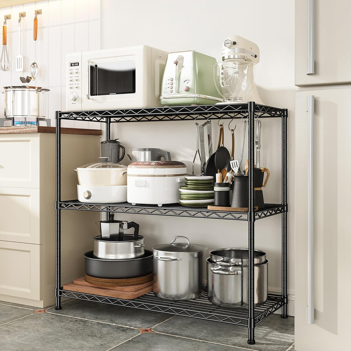3- Shelf Metal Shelving Unit 35.6Wx14Dx36H Adjustable Storage Shelves Heavy Duty Garage Shelving