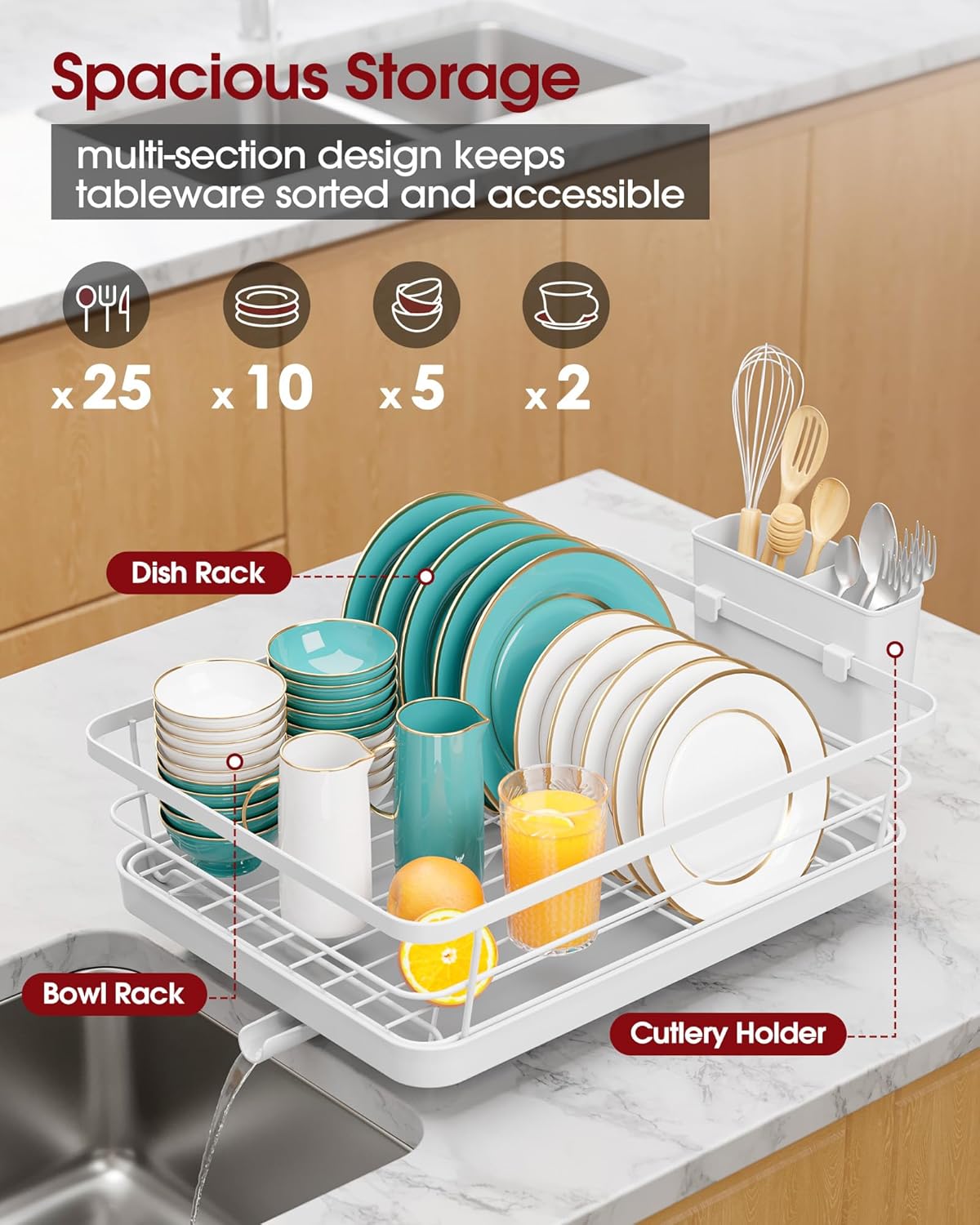 Stainless Steel Dish Drying Rack for Kitchen Counter, Sink Organization and Storage Essentials with