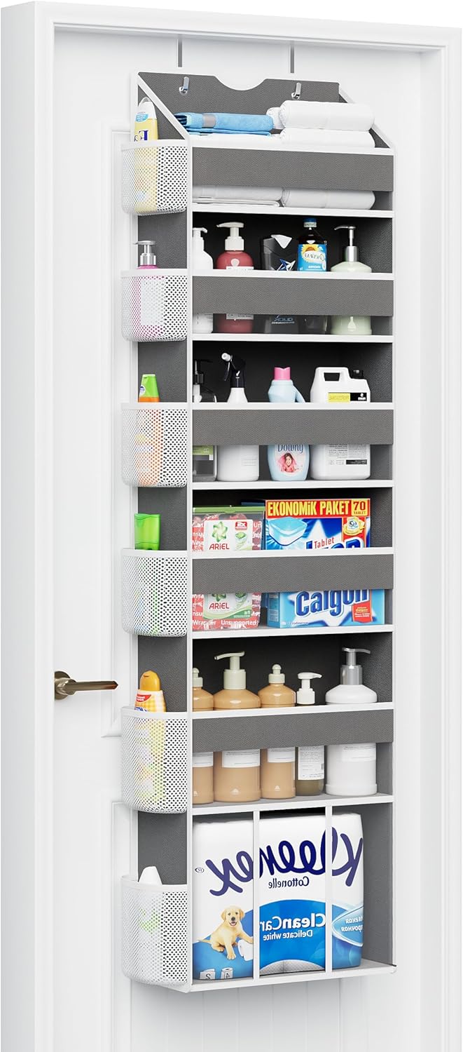 Over The Door Organizer Storage - 50lb Heavy Duty 6 Shelf Over Door Organizer Hanging Space Saving