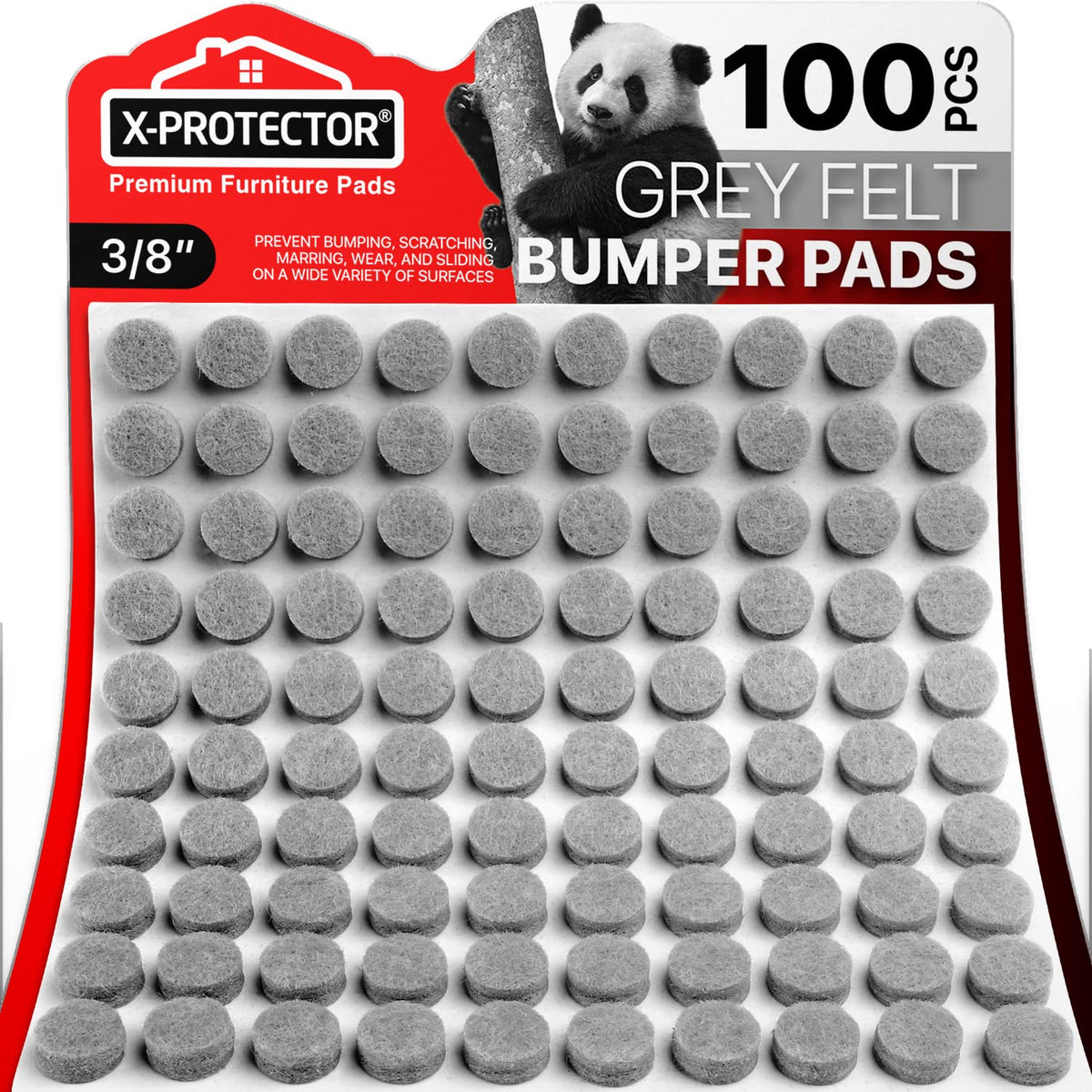 Cabinet Door Bumpers X-Protector 100 PCS – Small Felt Pads 3/8” – Ideal Grey Felt Bumpers