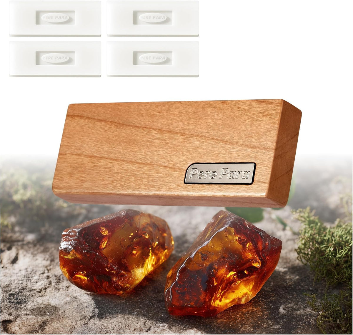 4 Refreshing Scent Bags Wood Car Air Freshener Vent Clip (Burlywood, Amber)- Natural Scent Diffuser