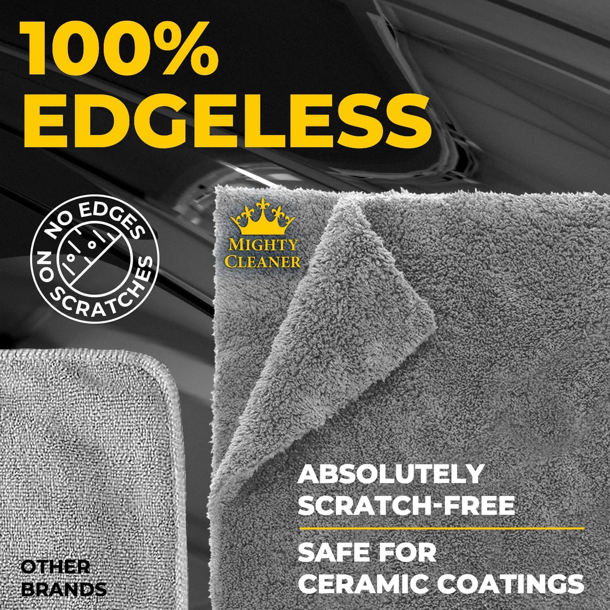Edgeless Microfiber Towels for Cars – 6pk (12”x12”) - 540 GSM - Super Soft Detailing & Buffing