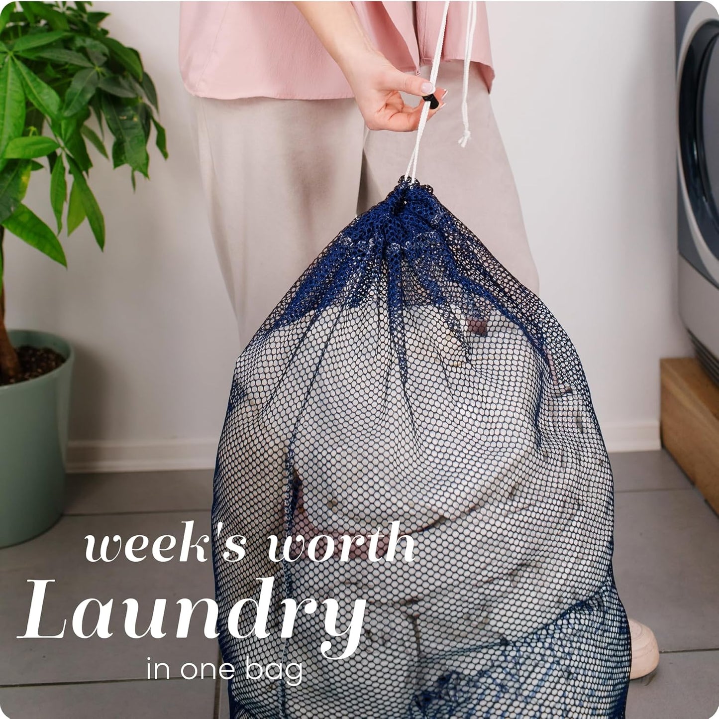 Handy Laundry Mesh XL Laundry Bags - Pack of 2 - Durable, Machine Washable with Secure Drawstring