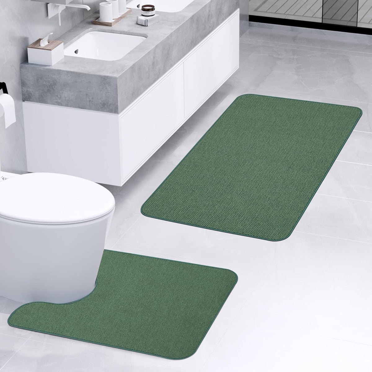 Bathroom Rugs Set 2 Pieces,Thin Bathroom Mats,Toilet Rugs,Quick Dry,Non-Slip,Machine Washable,Low