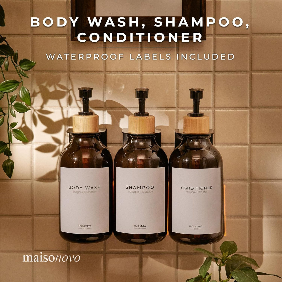 MaisoNovo Shampoo and Conditioner Dispenser - Shower Soap Dispenser Wall Mounted - 16.9 fl oz Set
