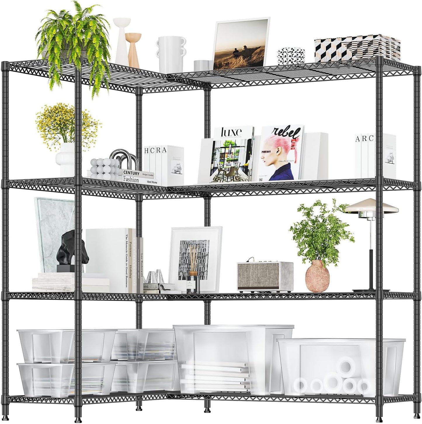 IZEUK 1147 LBS Garage Shelving Wide Storage Shelves Metal Shelves Heavy Duty Adjustable Utility