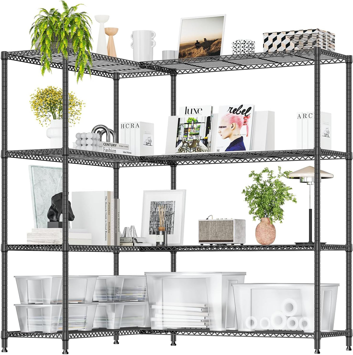 IZEUK 1147 LBS Garage Shelving Wide Storage Shelves Metal Shelves Heavy Duty Adjustable Utility