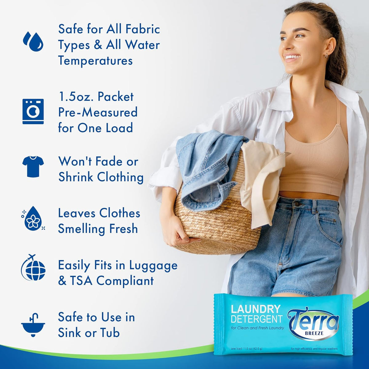 Travel Laundry Detergent & Dish Soap | Terra Breeze 1-Shoppe Amenities Kit | Laundry Soap, Dish