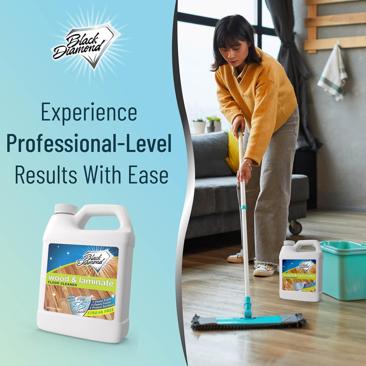 Black Diamond Stoneworks Wood & Laminate Floor Cleaner- Ready to Use Non-Toxic No-Rinse Formula