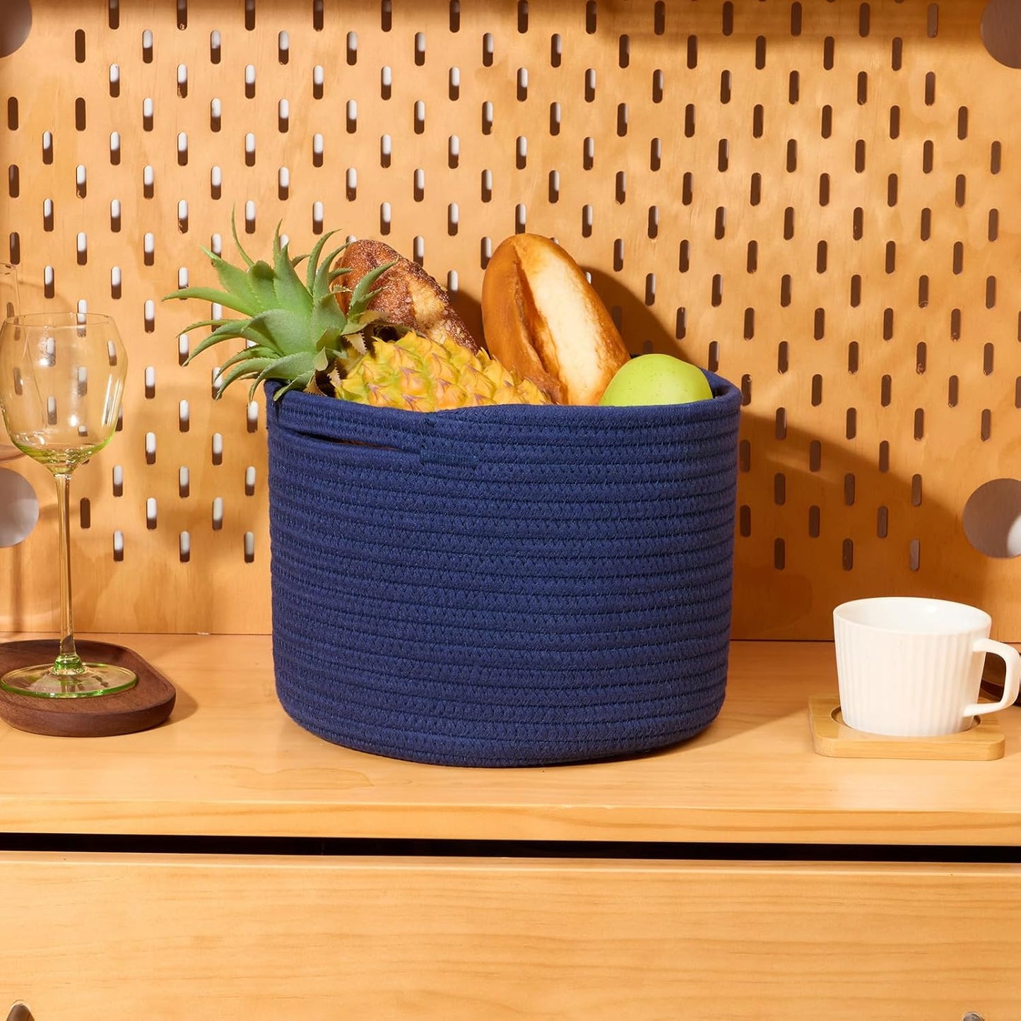 Small Basket for Organizing | Cube Shelf Closet Storage Baskets | 9.7×9.7×7.1” | Woven Rope Gift