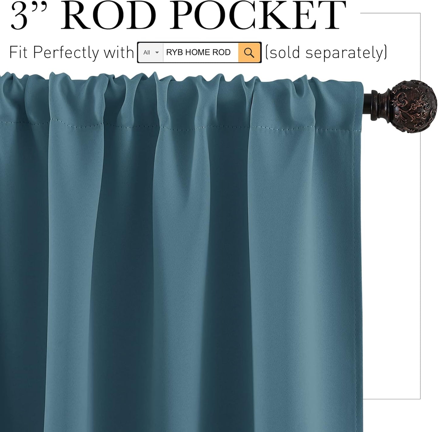 RYB HOME RV Camper Door Window Curtains -Blackout Privacy Curtains & Drapes for Bathroom Bedroom