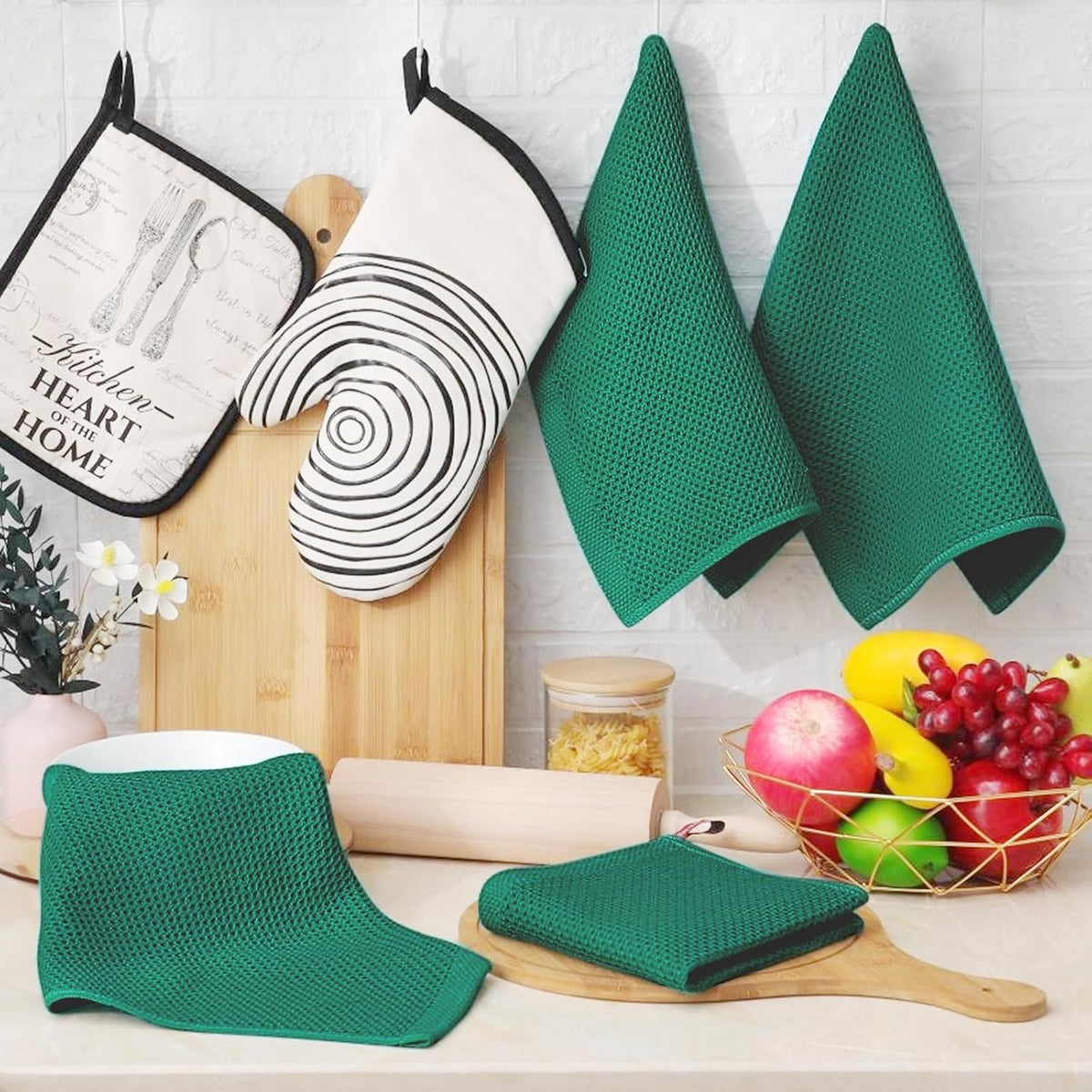 Homaxy 100% Cotton Waffle Weave Kitchen Dish Cloths, Ultra Soft Absorbent Quick Drying Dish Towels