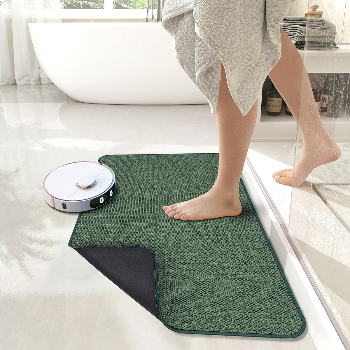 Bath Mat,Ultra Thin Bathroom Rugs,Rubber Bath Mats for Bathroom,No Slip Bath Rugs,Quick Dry,Machine