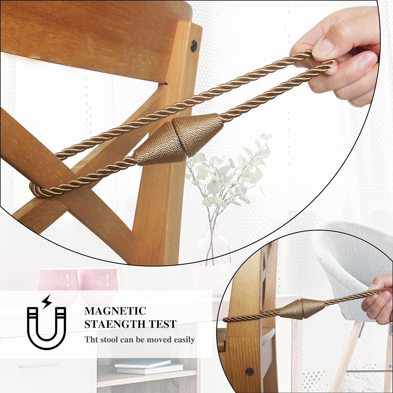 2 Pack Magnetic Curtain Tiebacks Rope Modern Handmade Curtain Tie Backs Decorative Drapes Weave